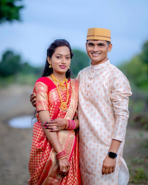 A Couple Wearing Traditional Clothes