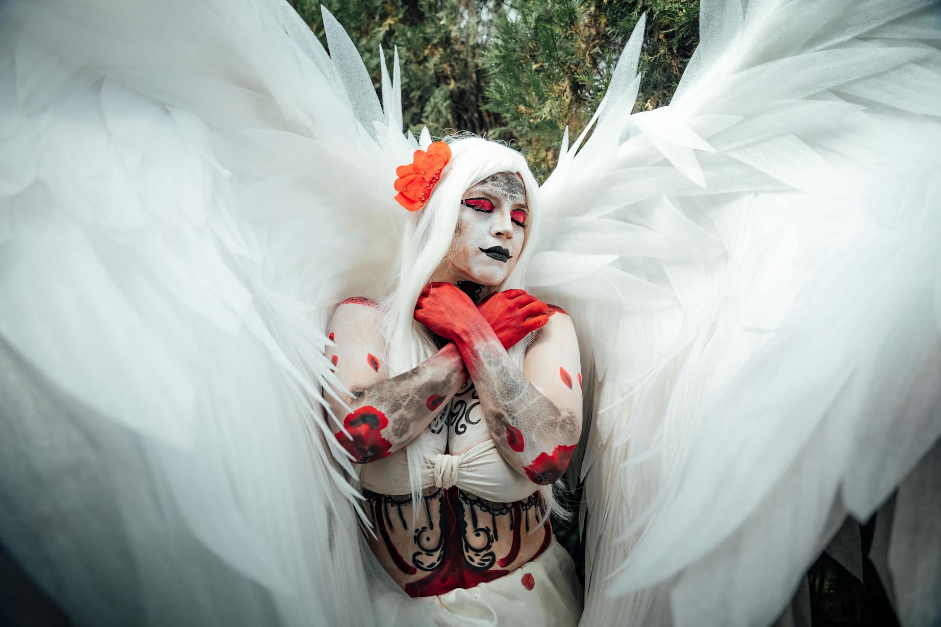 Woman in a Costume with White Wings