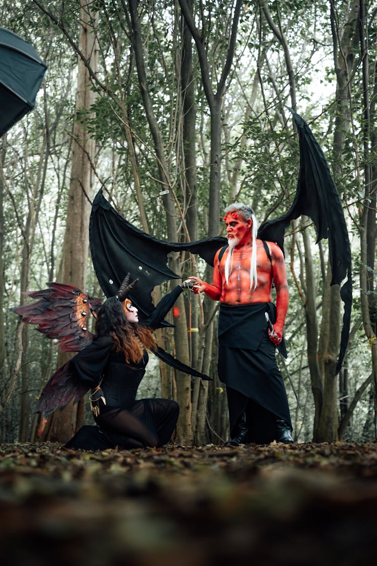 Woman And Man As Magic Creatures With Wings