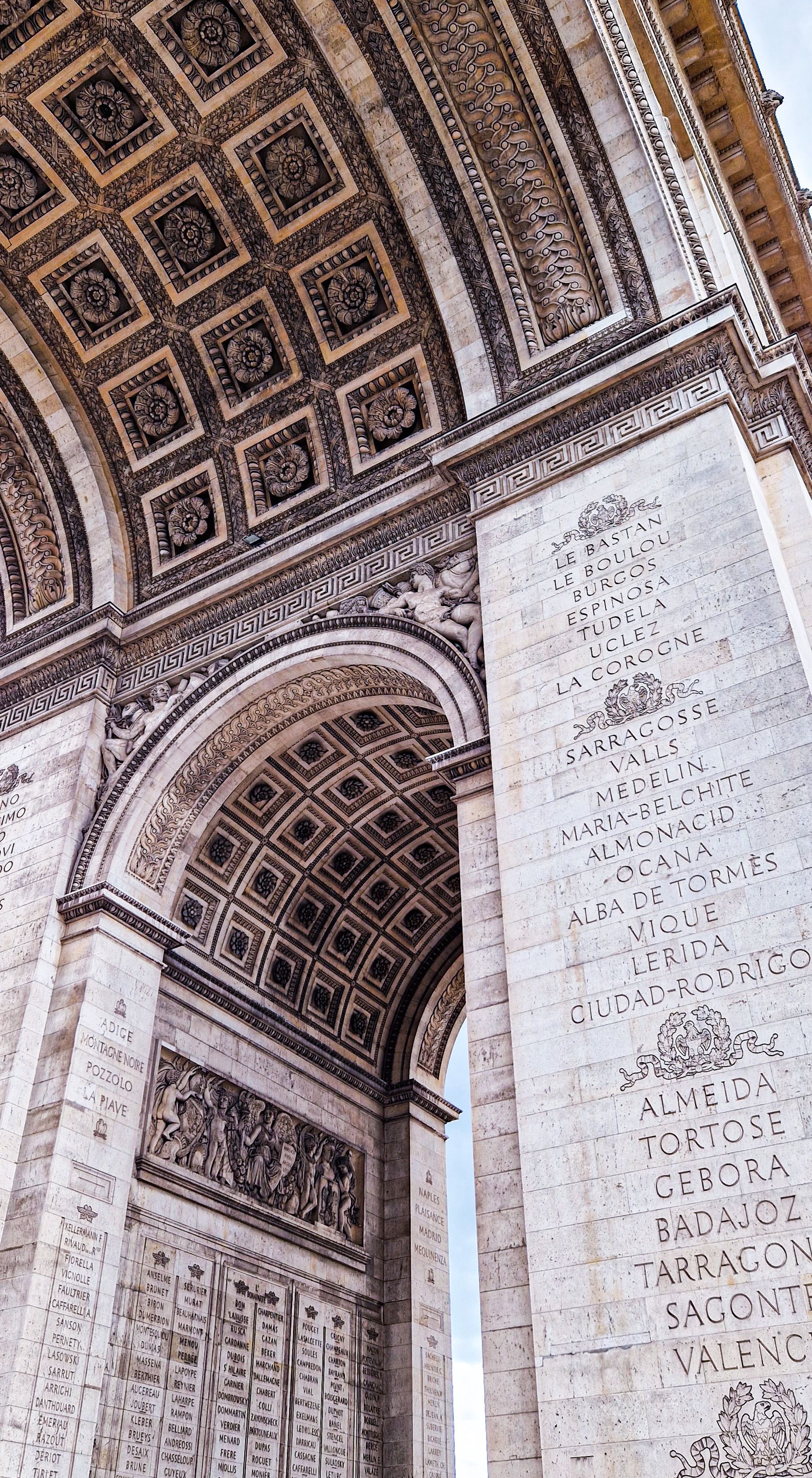 Cities Names on Wall of Arc de Triomphe in Paris · Free Stock Photo