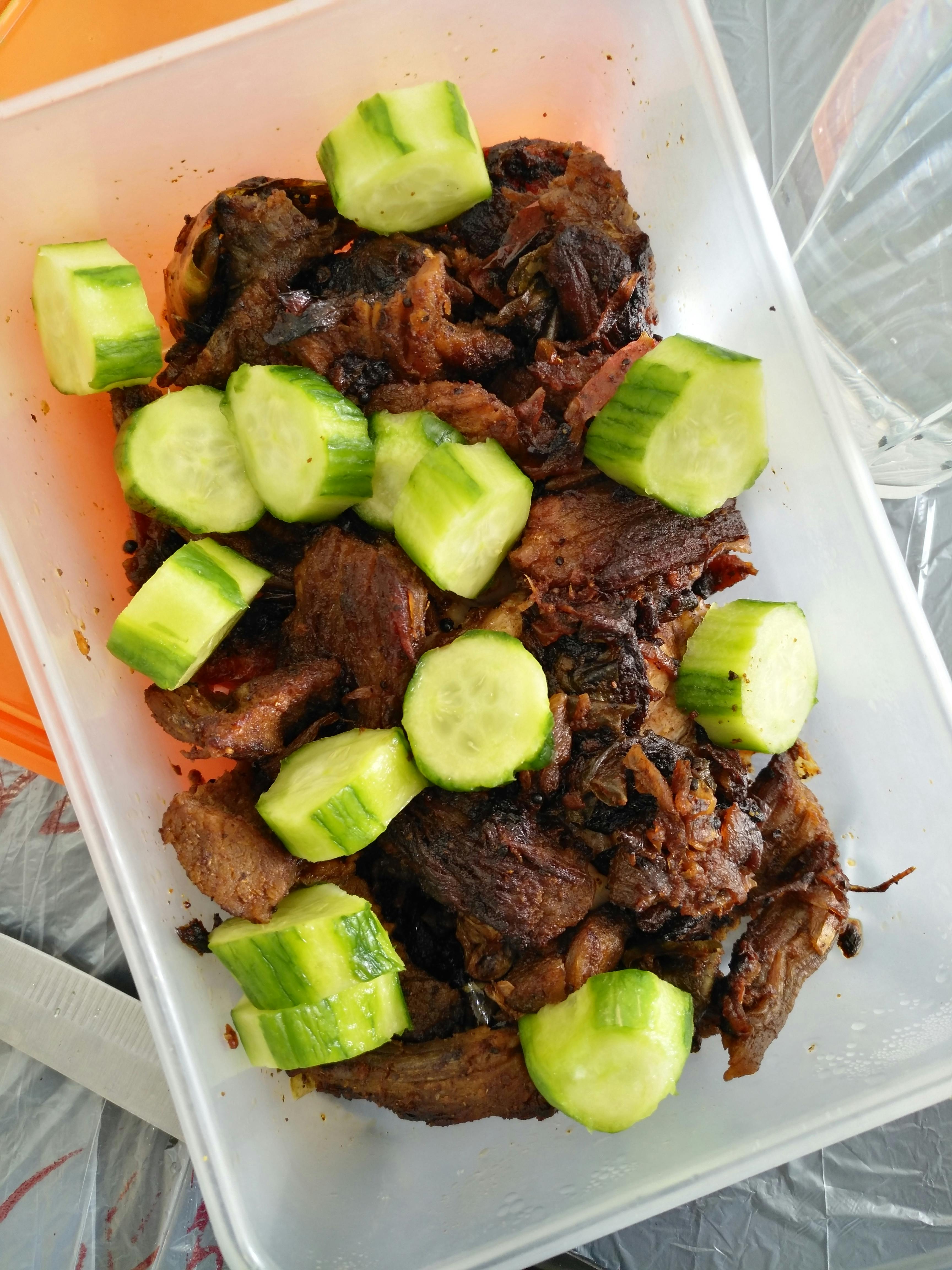 Free stock photo of beef with cucumber, healthy food, keto diet