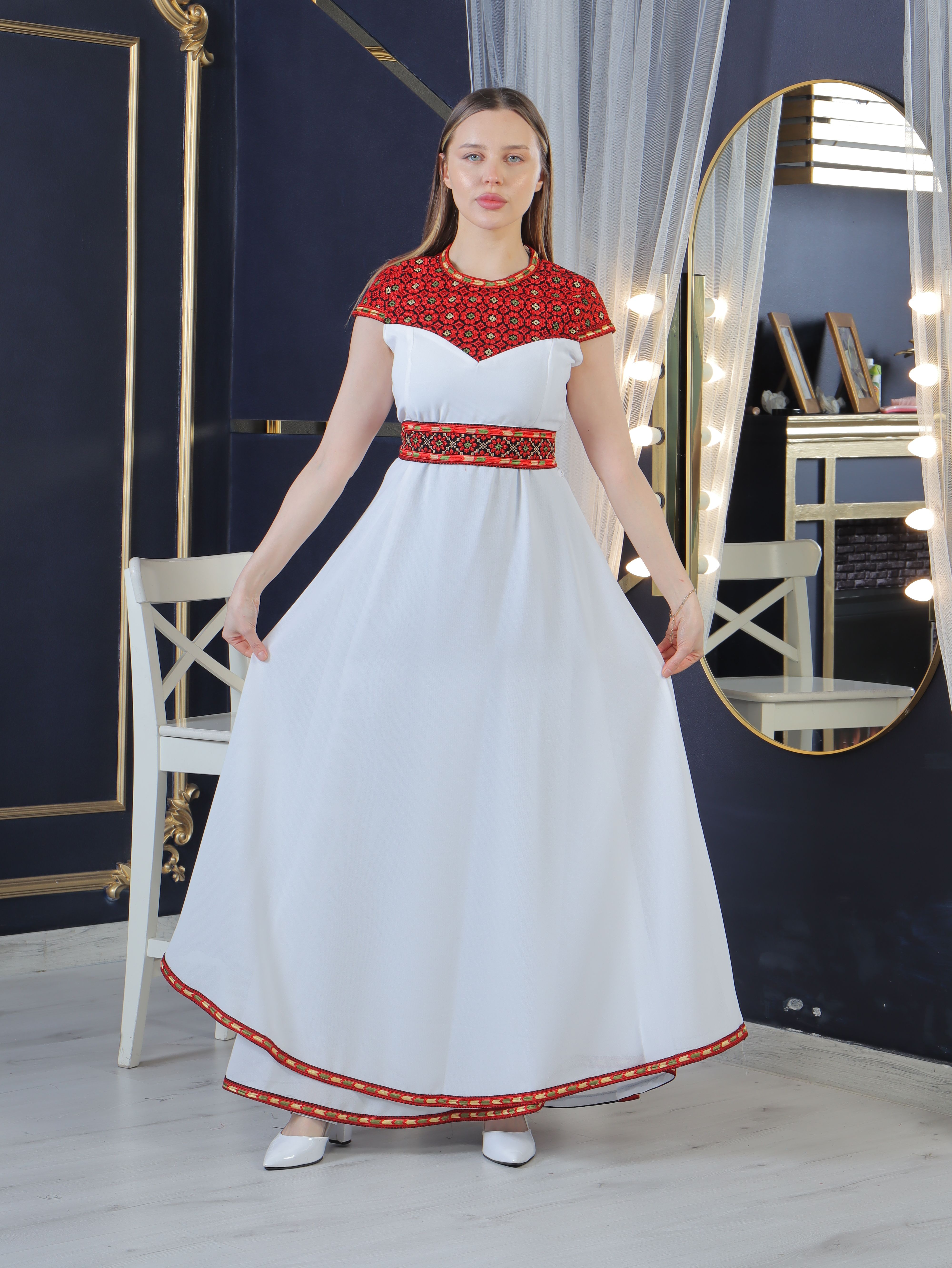 open lace back dress Christmas Smocked Red Girls Dress, Holiday Flower Girl Red White Dress