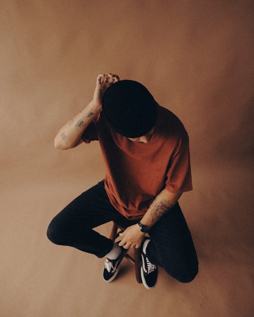 Studio Shot of a Man in a Casual Trendy Outfit 