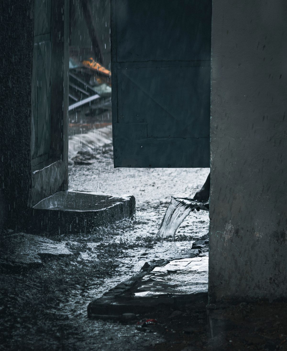 Water intrusion damage inside a residential structure