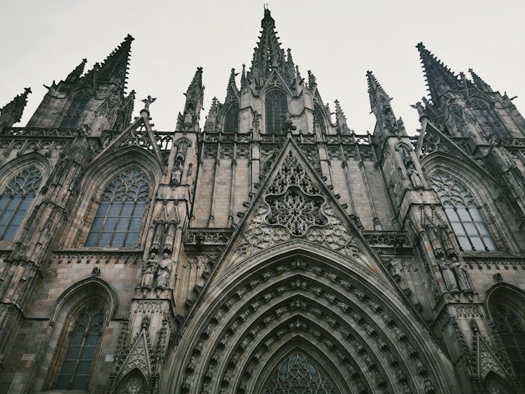 Facade Of The Barcelona Cathedral In Spain