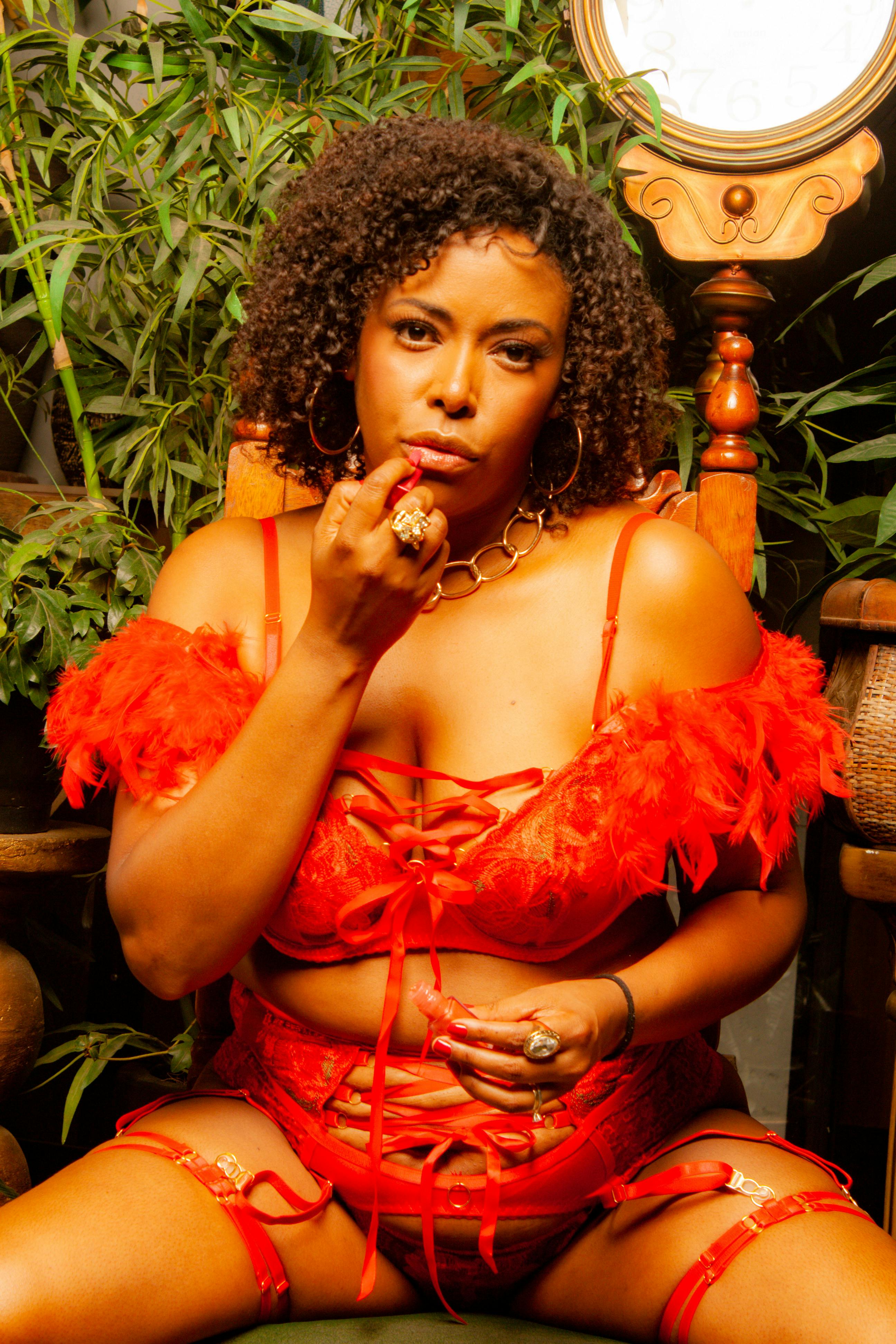 Sexy Black Woman in Lingerie Posing