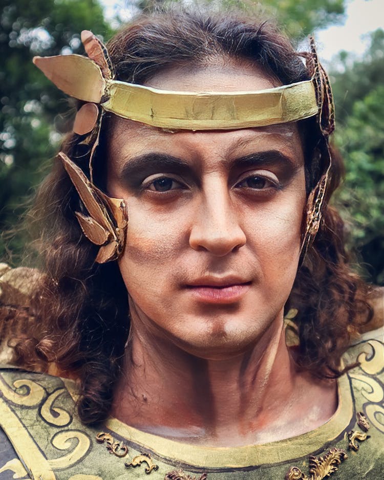 Portrait Of A Person Wearing A Warrior Costume