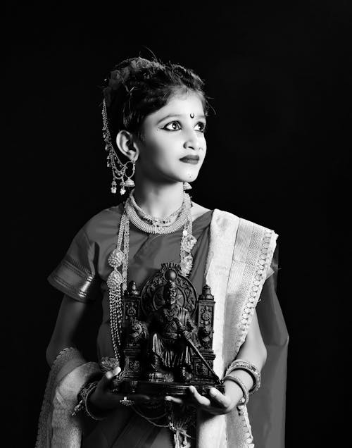 Portrait of a Young Woman Wearing a Sari