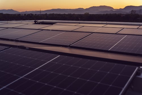 Solar Panels at Sunset