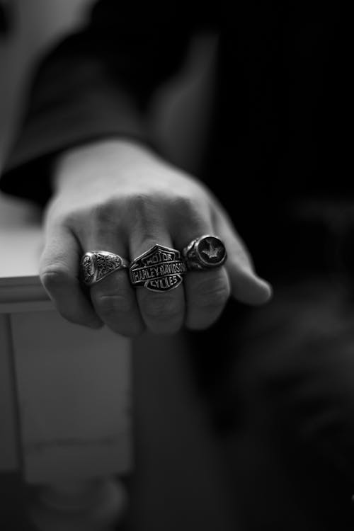 Signet Rings on a Hand of a Man