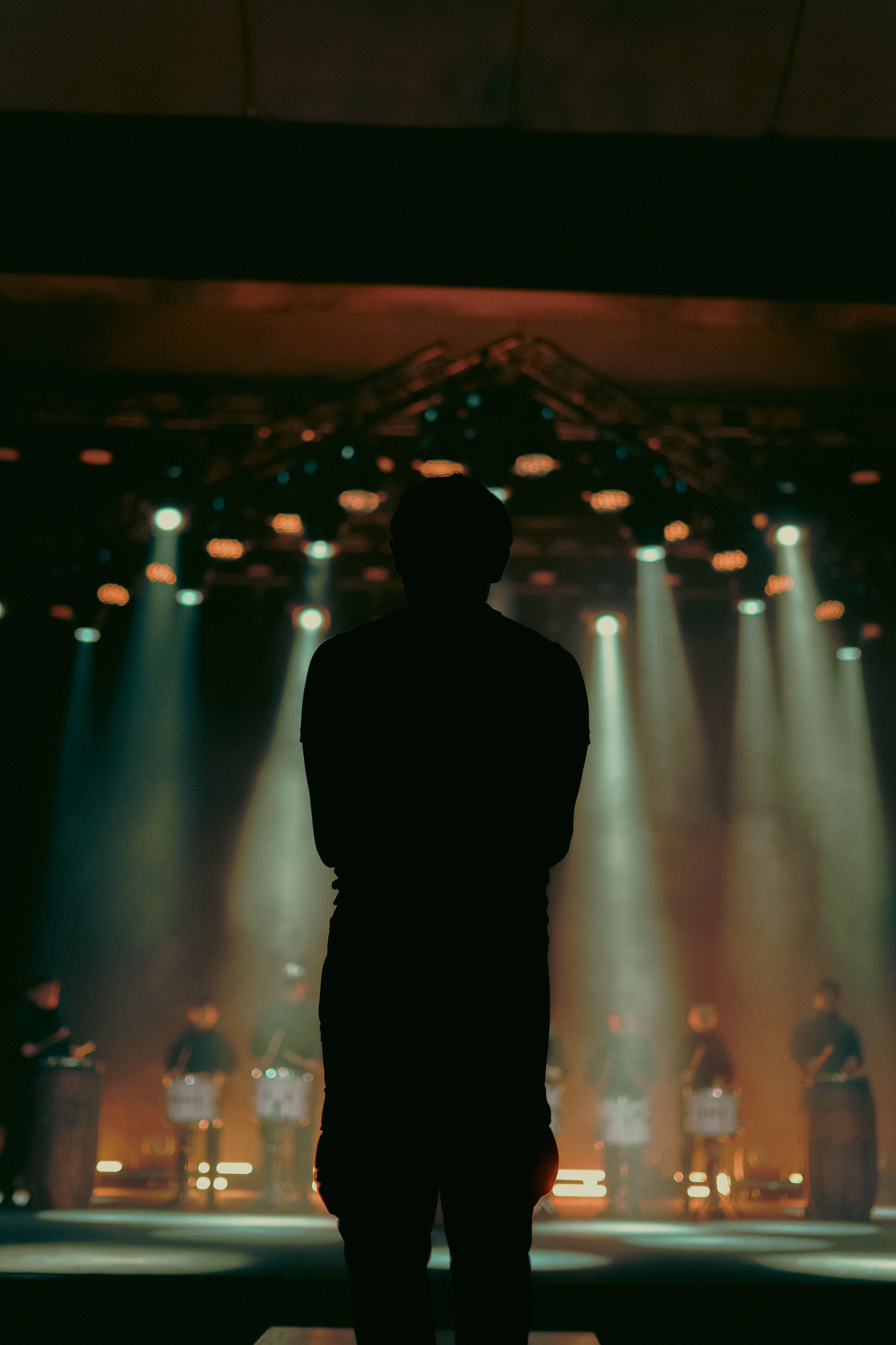 kpop concert stage spotlight silhouette