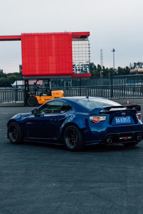 Subaru BRZ Sports Car on the Side of the Race Track