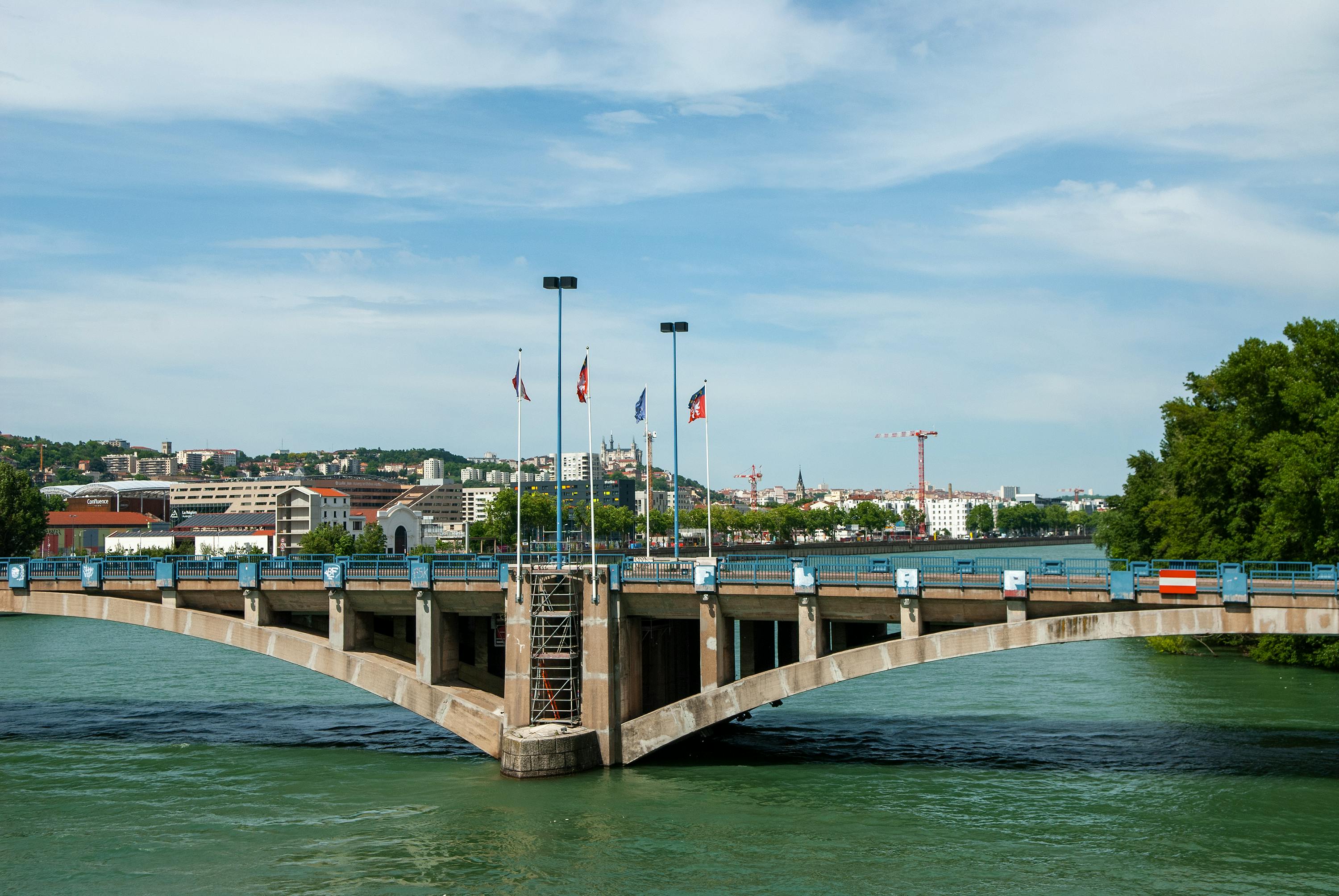 Aerial view of Lyon cityscape showing urban landscape and architecture