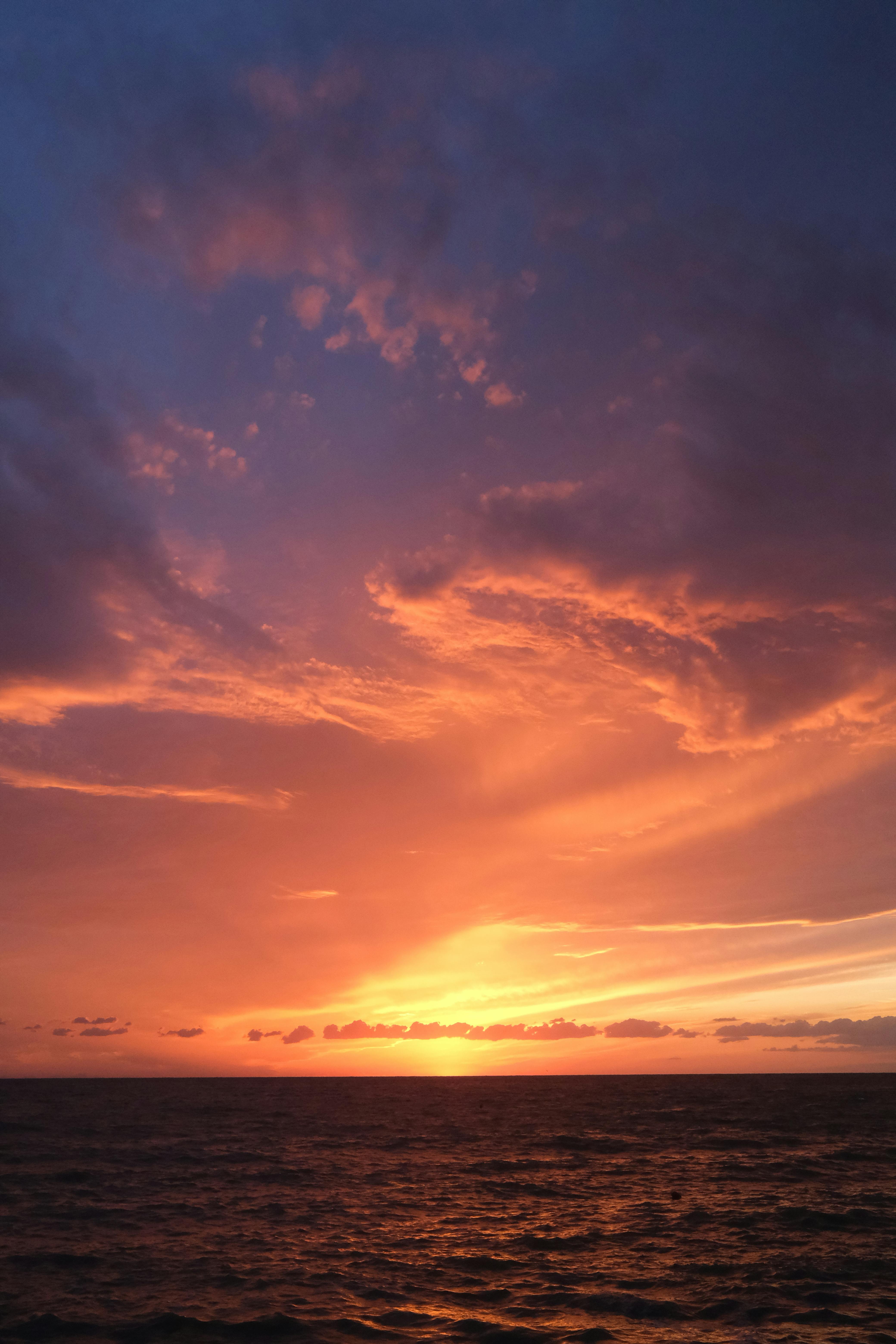 Brilliant Orange Sunset Clouds Picture, Free Photograph