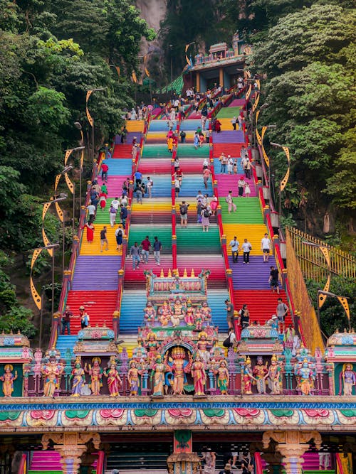Colorful Stairs in Batu Caves in Malaysia