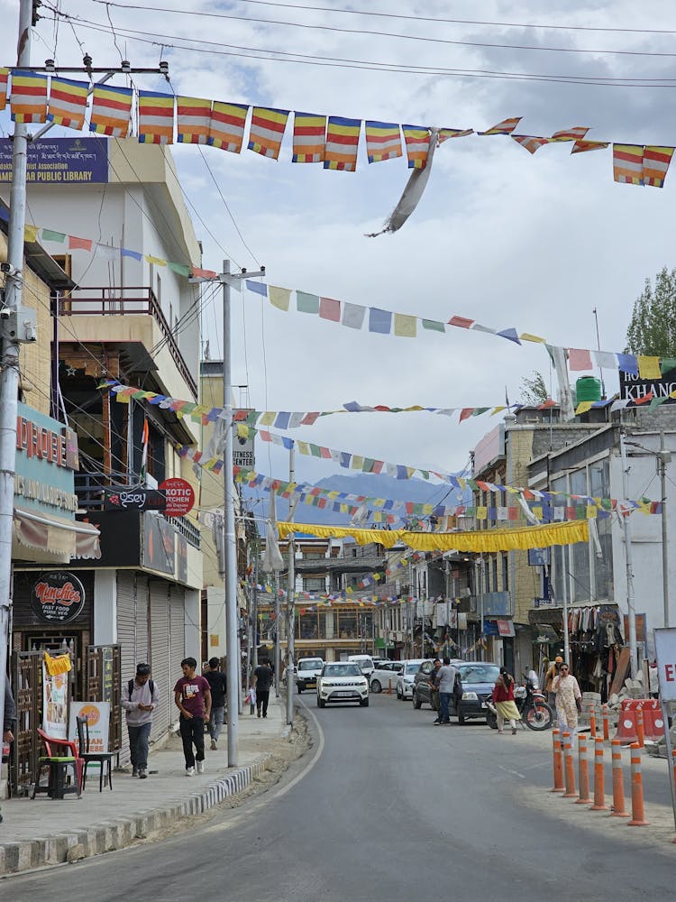 Colorful Pennants On A Street 