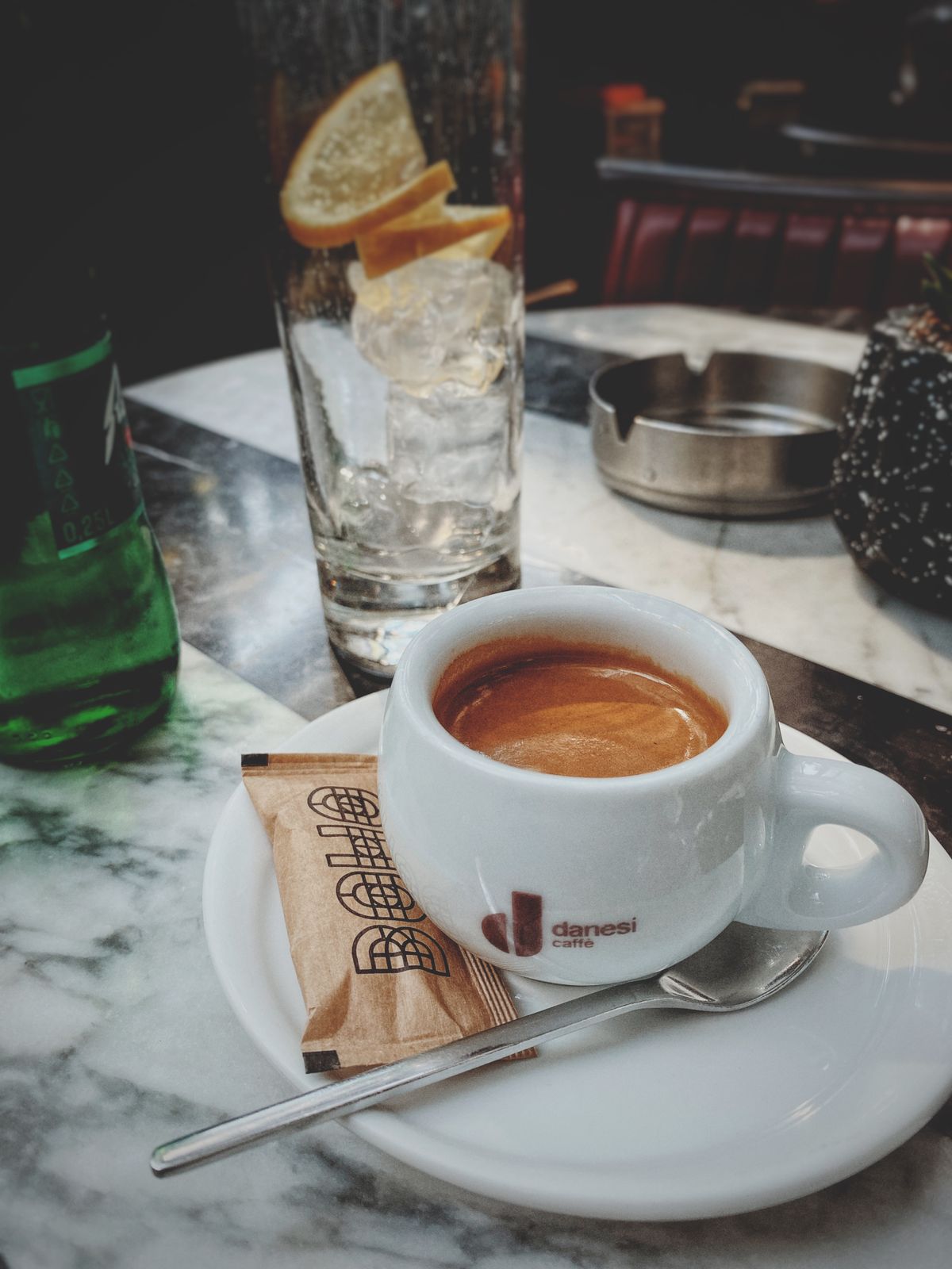 A close-up of an Italian espresso