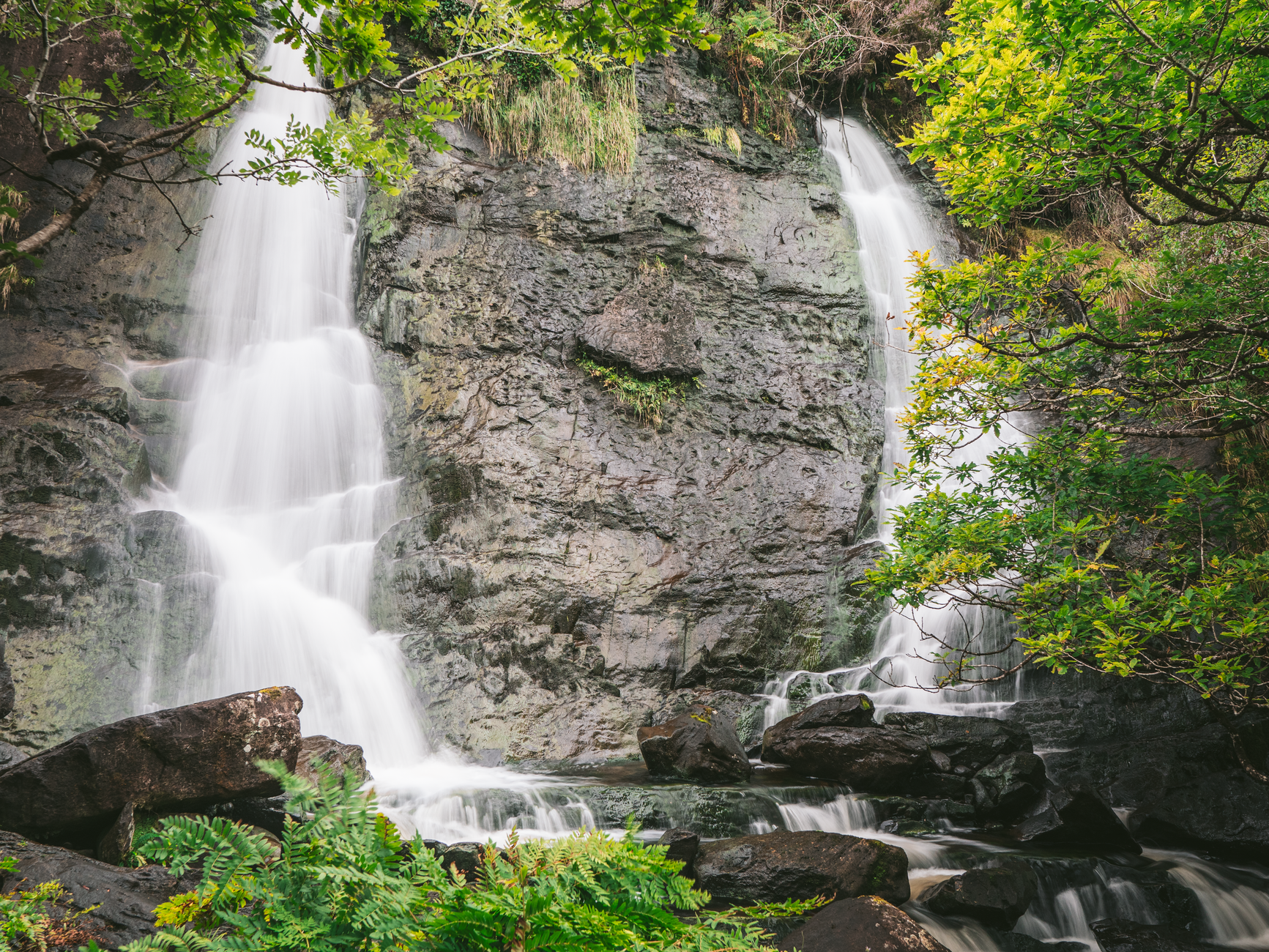 killarney ireland torc waterfall cascading water forest national park kerry