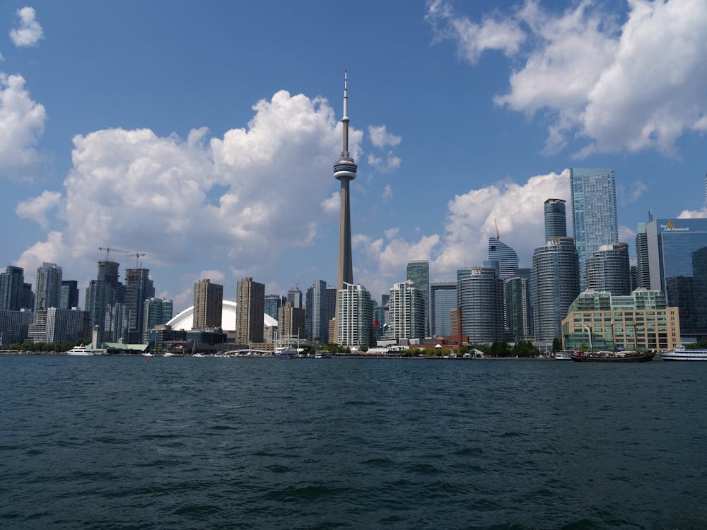 Free Skyscrapers and CN Tower in Toronto, Canada Stock Photo