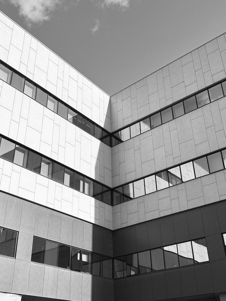 Modern Business Building In Black And White 