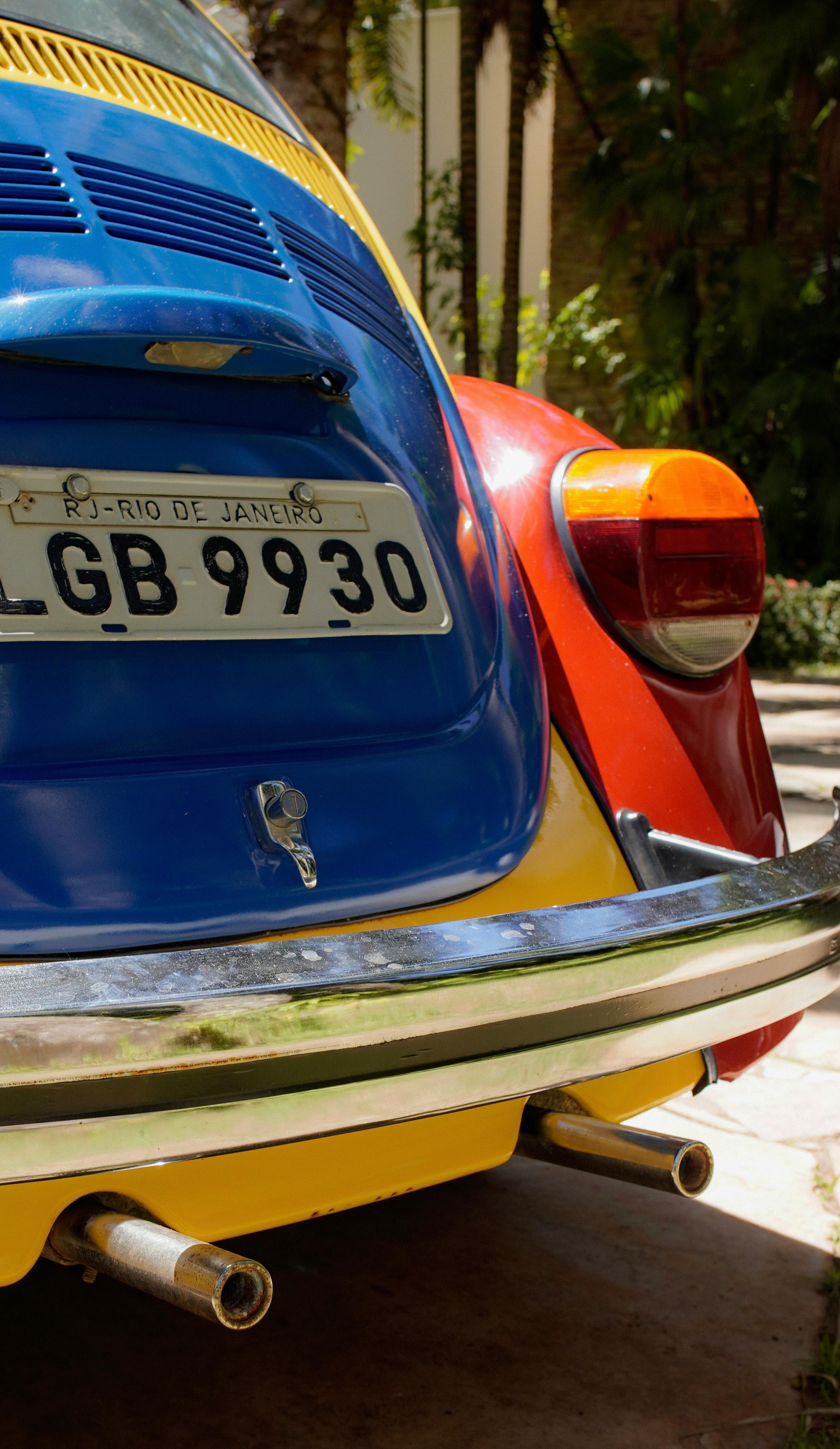 Back of a colorful car free stock photo