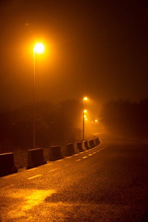 Road Illuminated at Night