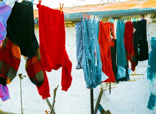 Clothes Hanging on a Clothesline Outside