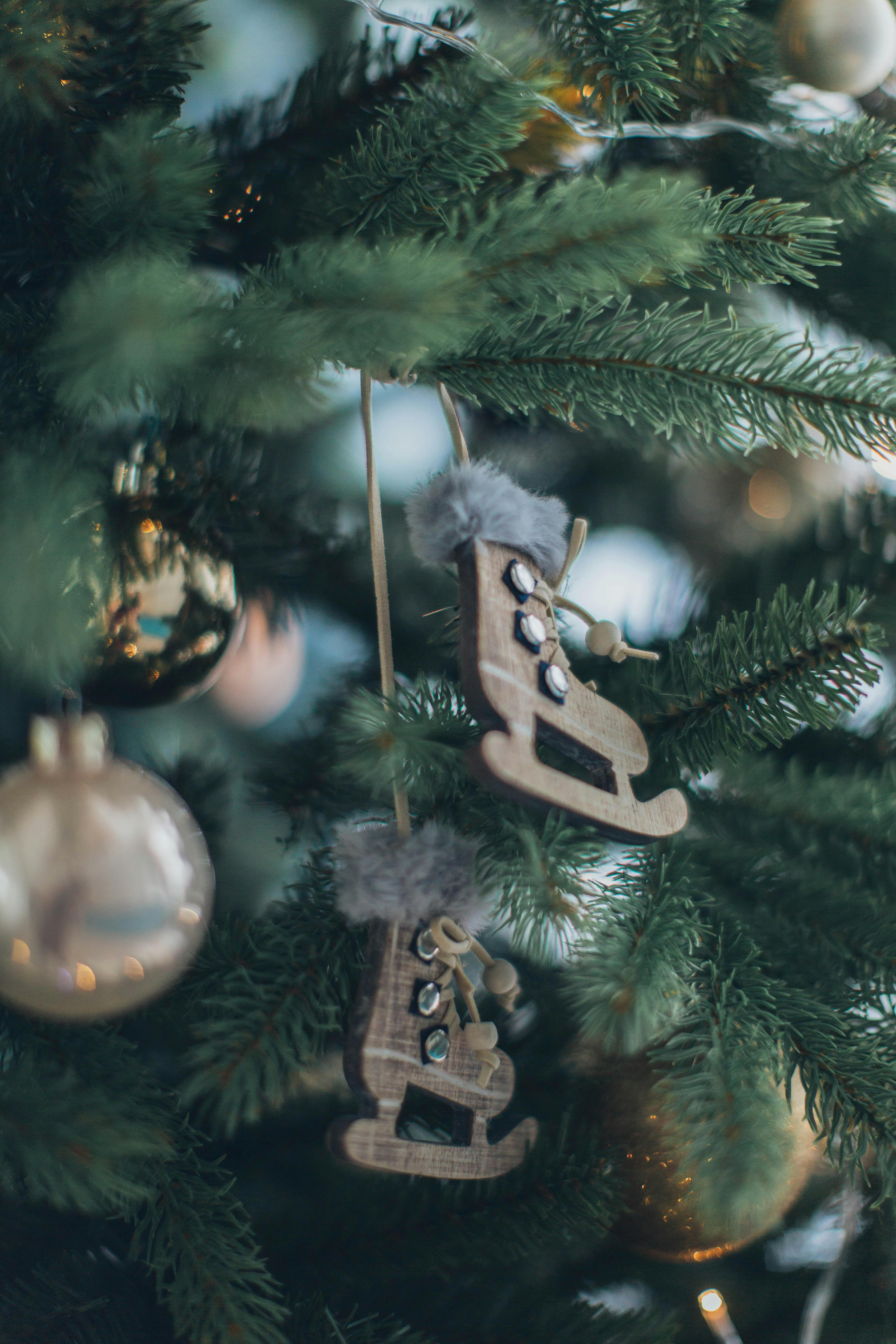 Ice Skates Christmas Tree Decor Free Stock Photo