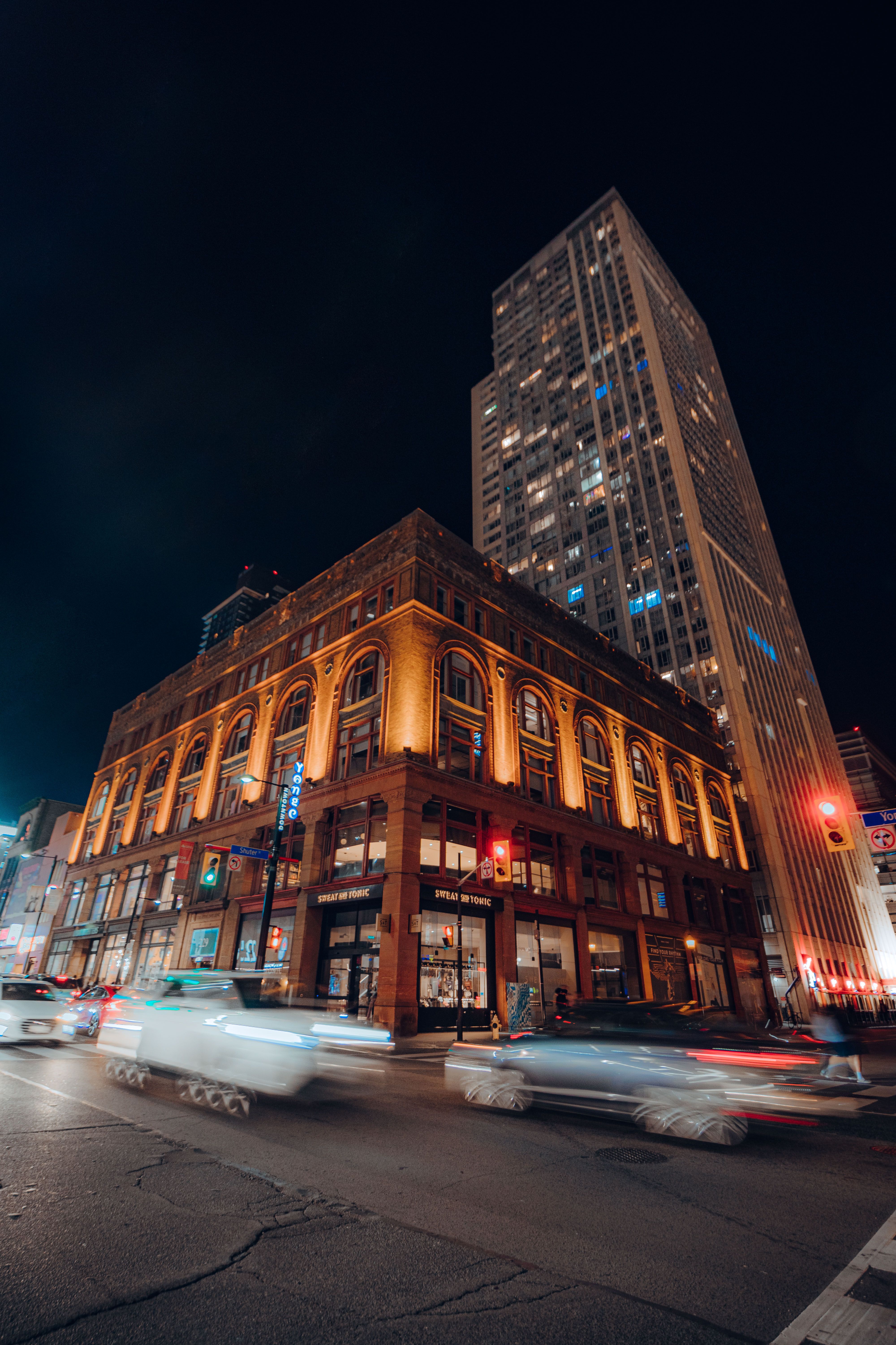 Urban Night Scene with Modern Buildings · Free Stock Photo