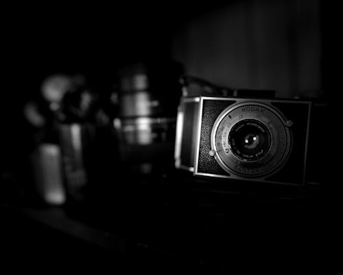 Free stock photo of black and white, camera gear