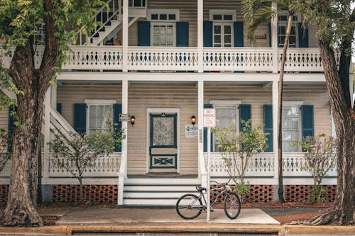 Residential Building with a Bicycle Parked in Front 