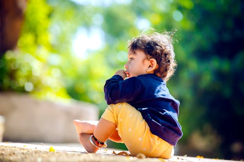 Child Model in Blue Sweater