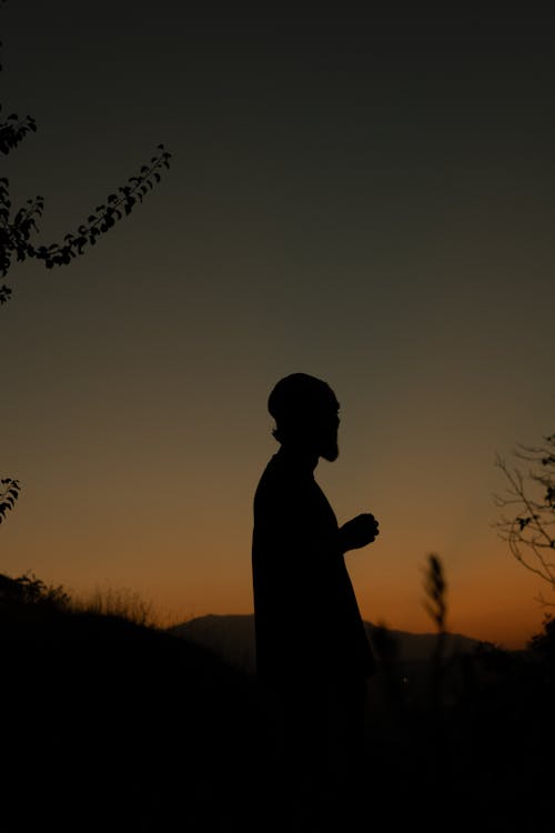 Silhouette of a Man on a Field 