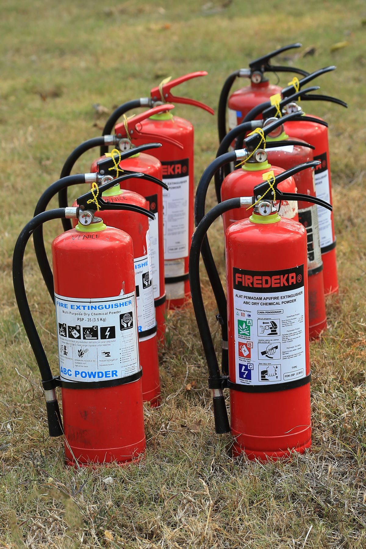 Fire extinguishers ready for emergency use