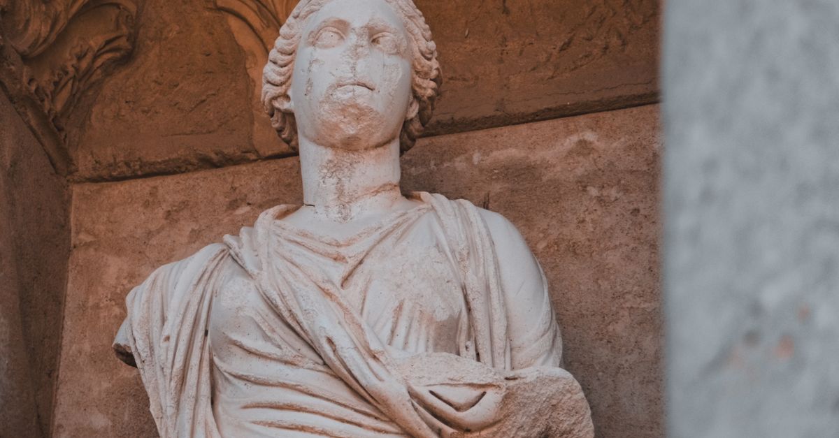 Library Personified Sculpture of Sophia personification of wisdom in the ancient Library of ...
