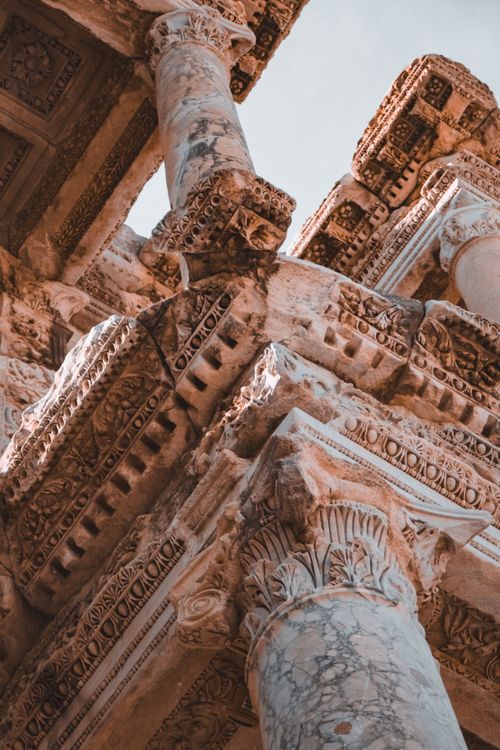 Ornate Ruins of the Library of Celsus in the Ancient City of