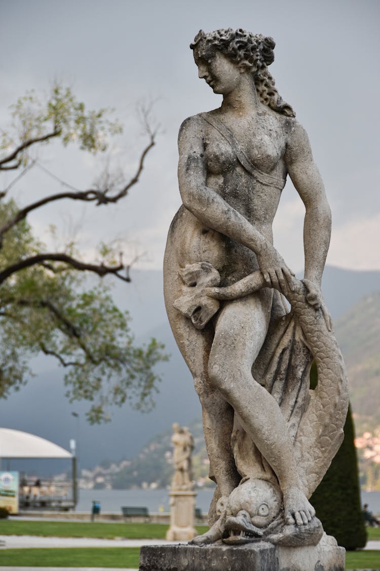 A Marble Statue In The Villa Olmo In Como, Italy