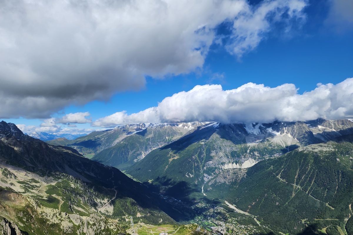 Chamonix Valley under high peaks