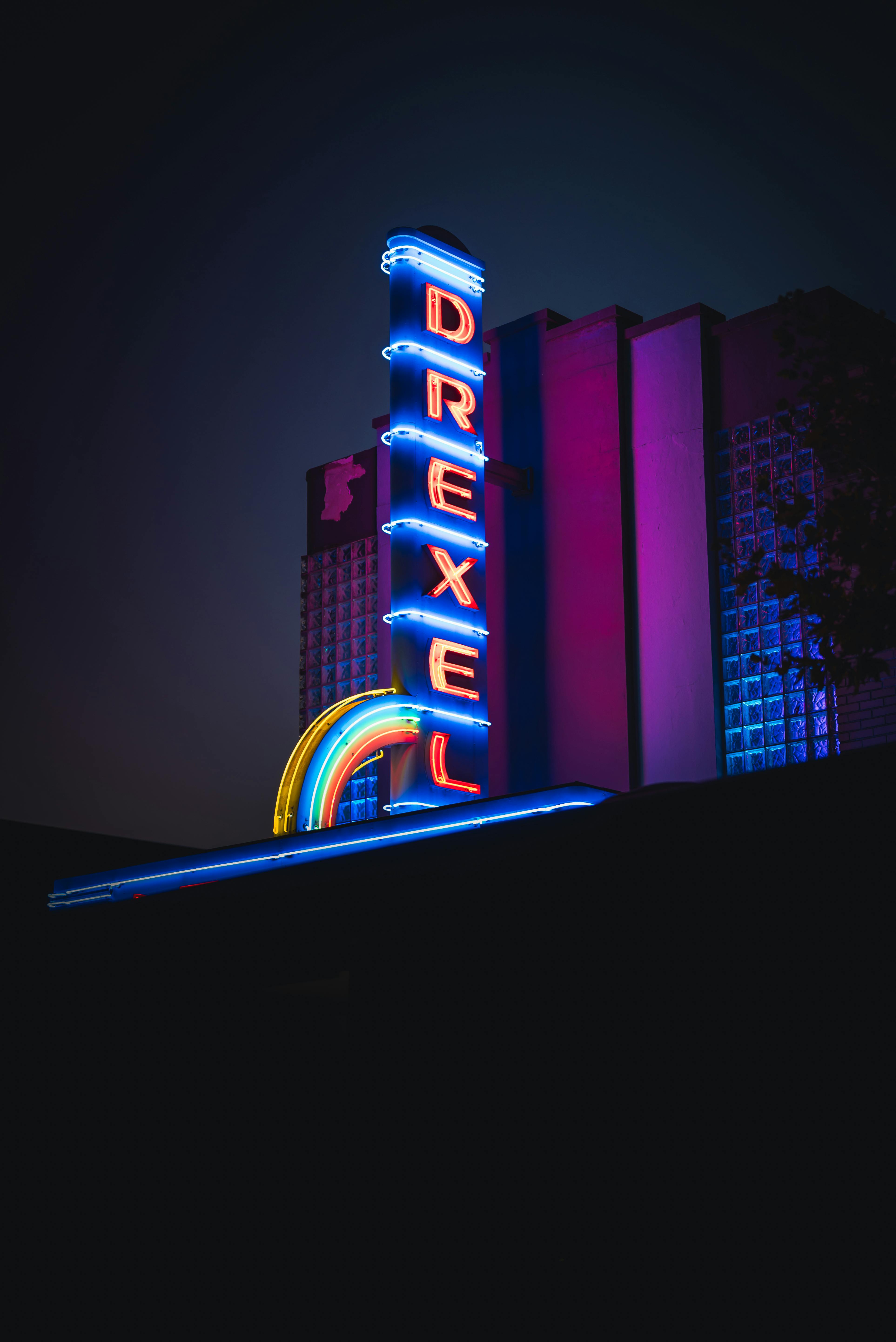 Drexel Theater Neon Sign at Night · Free Stock Photo