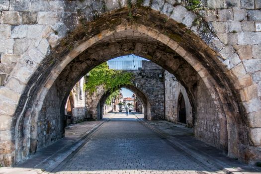 Explore the ancient arched stone gate in Cantabria, Spain, a picturesque landmark for travel enthusiasts.