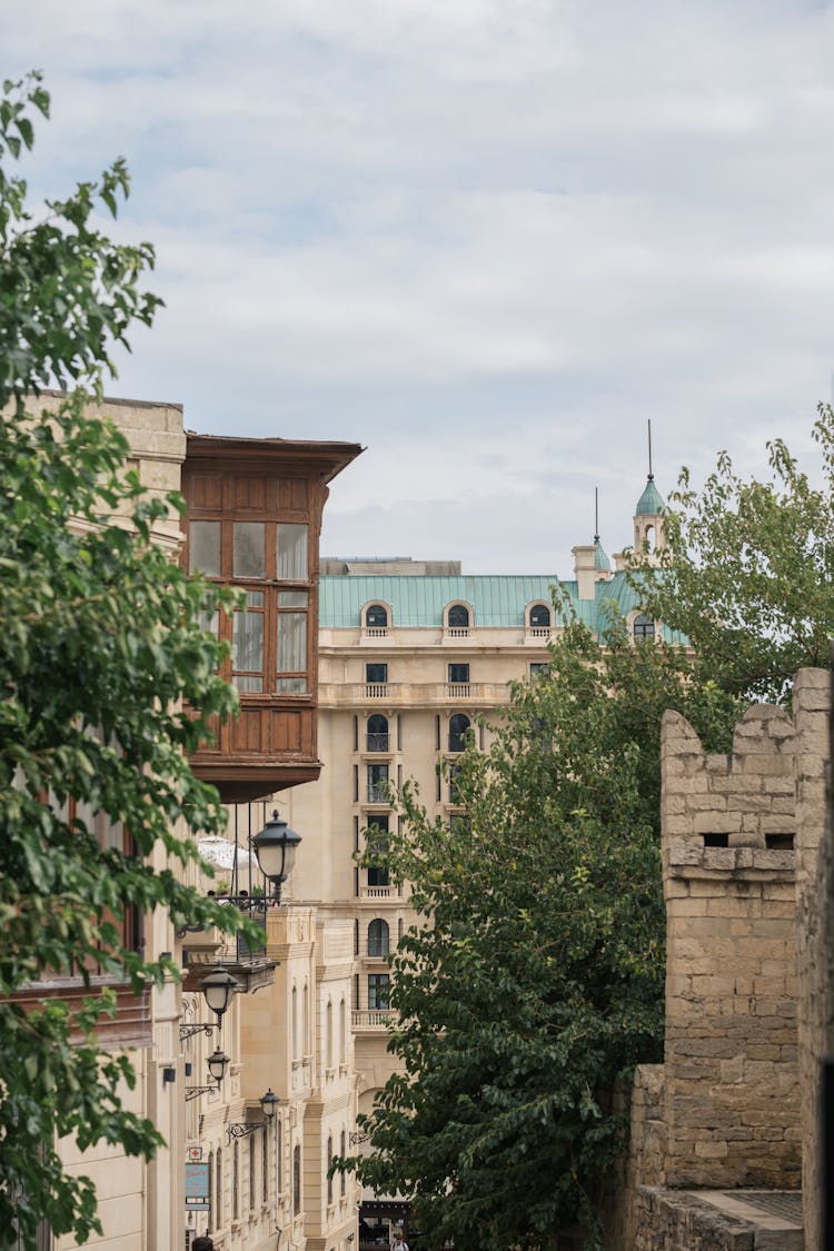 Panorama Of Buildings On Kichik Gala Street In Baku, Azerbaijan