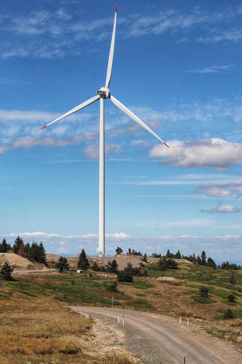 A Wind Turbine on a Field in the Countryside