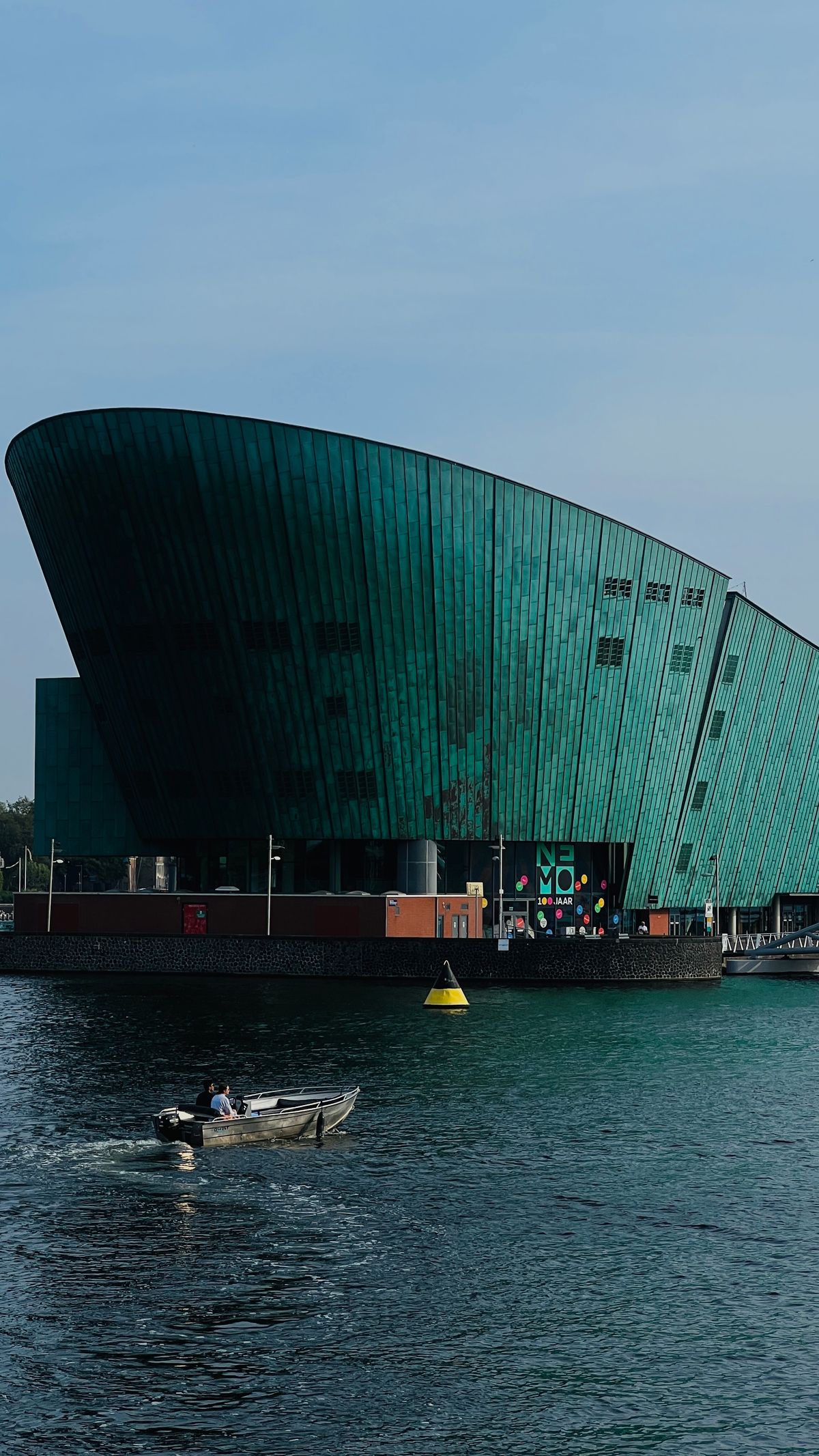 Green copper exterior of NEMO Science Museum in Amsterdam