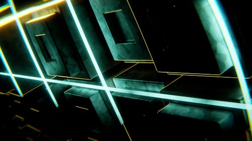 Free Abstract design with neon lights and geometric shapes creating a futuristic look. Stock Photo