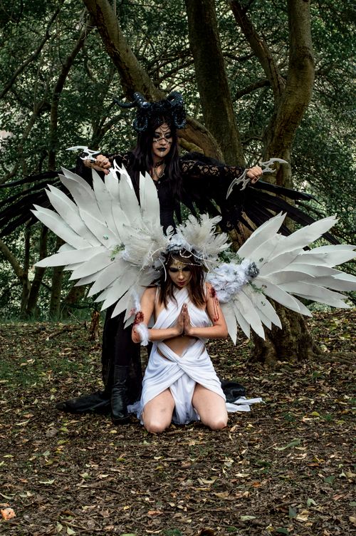 Free A creative fantasy cosplay with angelic and gothic elements in Chapultepec Park, Mexico. Stock Photo