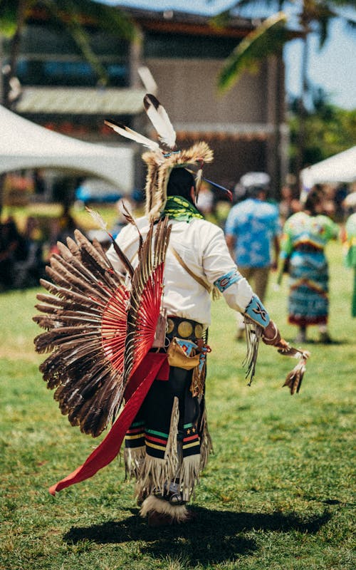 Walking Man in Traditional North American Indigenous Clothing