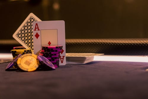 Cards and Poker Chips on the Gaming Table