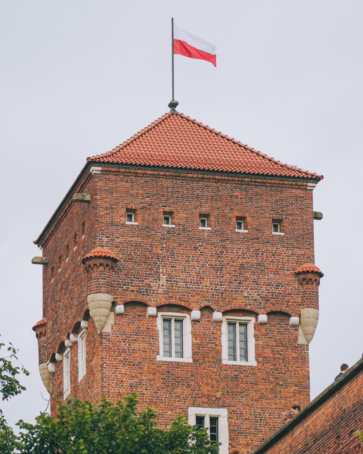 The brick tower of Wawel Castle in Krakow, Poland