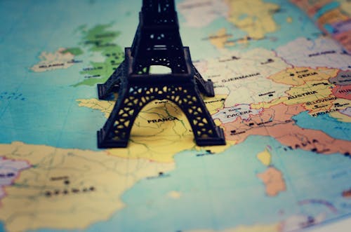 Eiffel Tower on Map of France