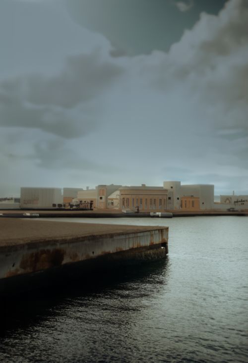 Free A quiet waterfront in Istanbul with a dramatic cloudy sky, capturing serene and moody urban scenery. Stock Photo